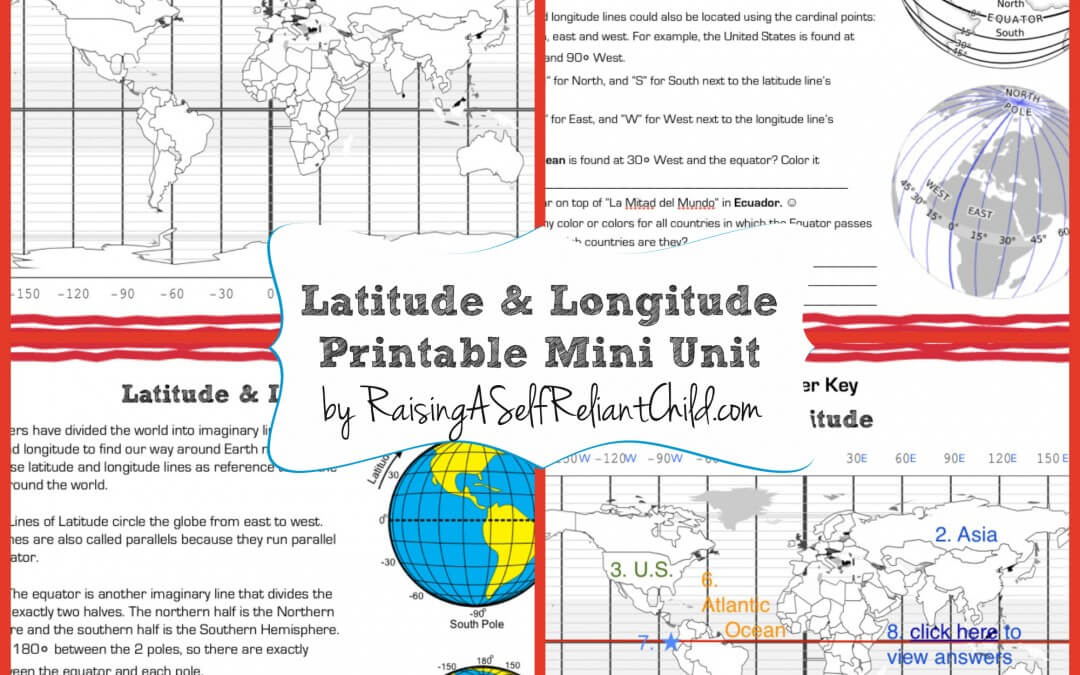 Free Printable Mini Unit Latitude and Longitude for Kids