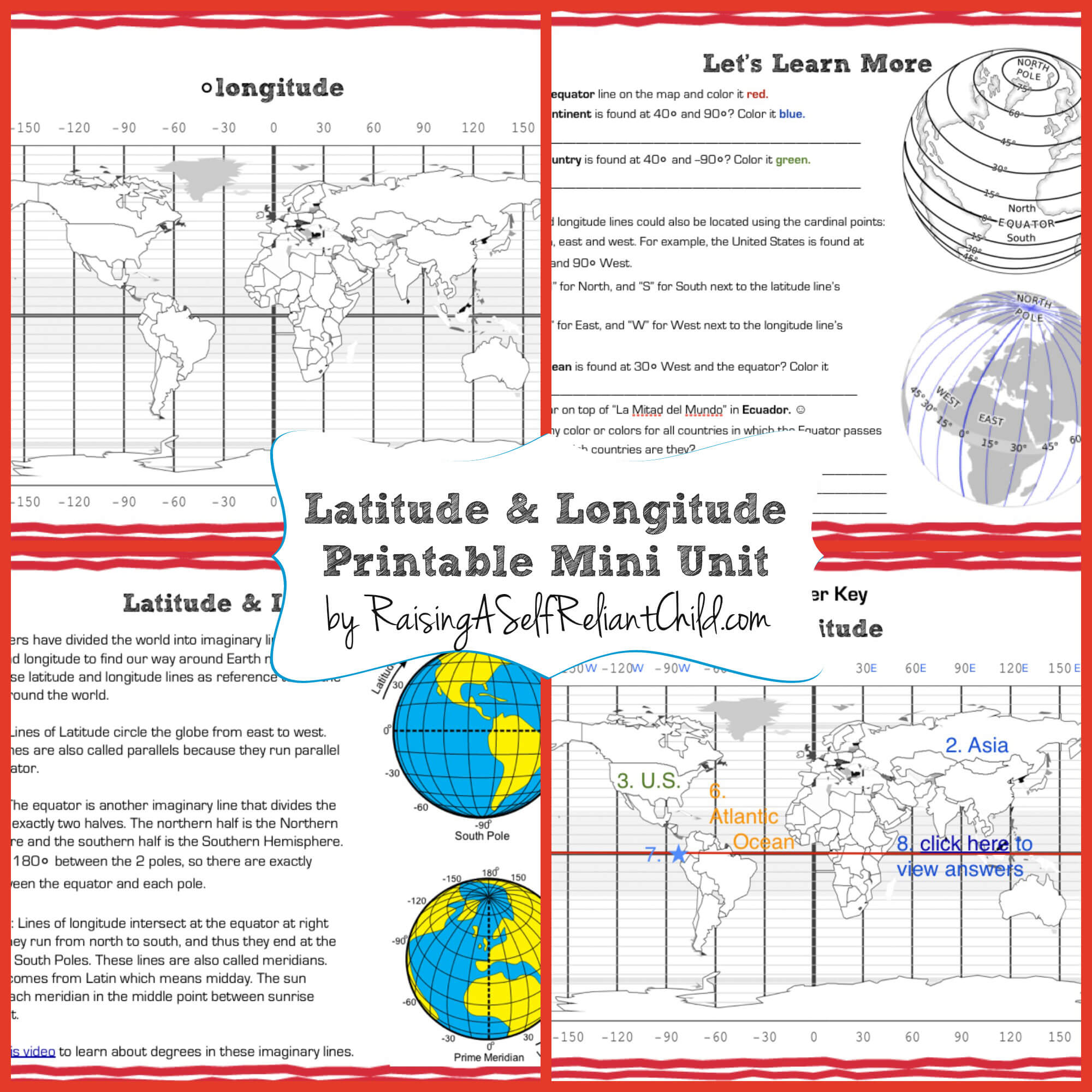 Longitude And Latitude Free Printable Worksheet