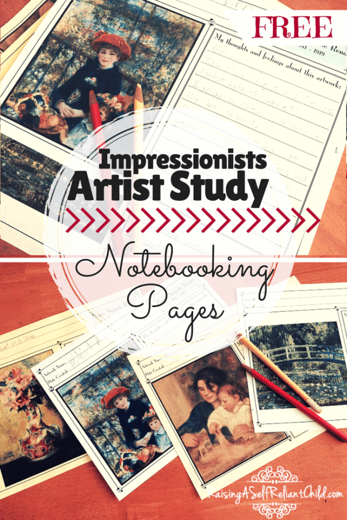 free artist study notebooking pages homeschool