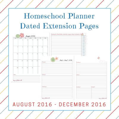 Homeschool PlannerExtension Pages